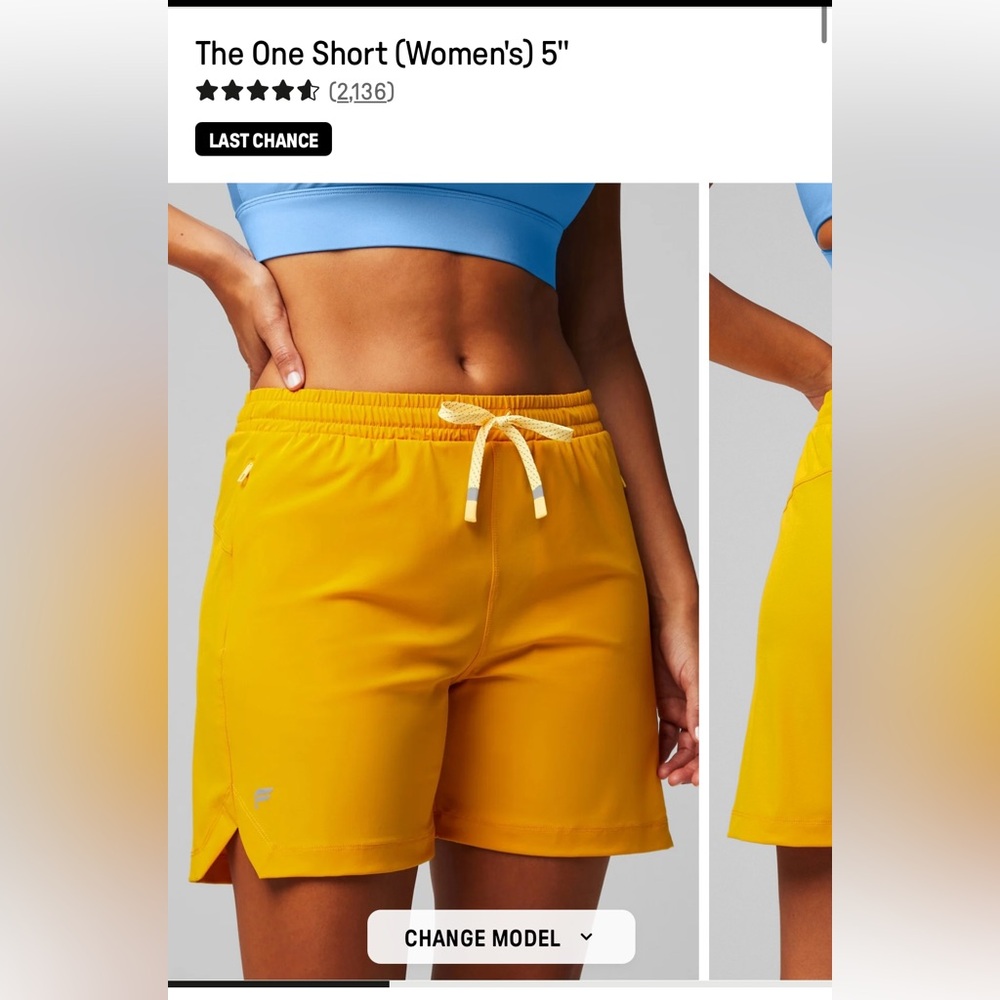 Fabletics Yellow Athletic Shorts